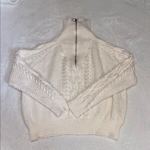 (2 for $10) Cozy White Cable Knit 1/4 zip Sweater